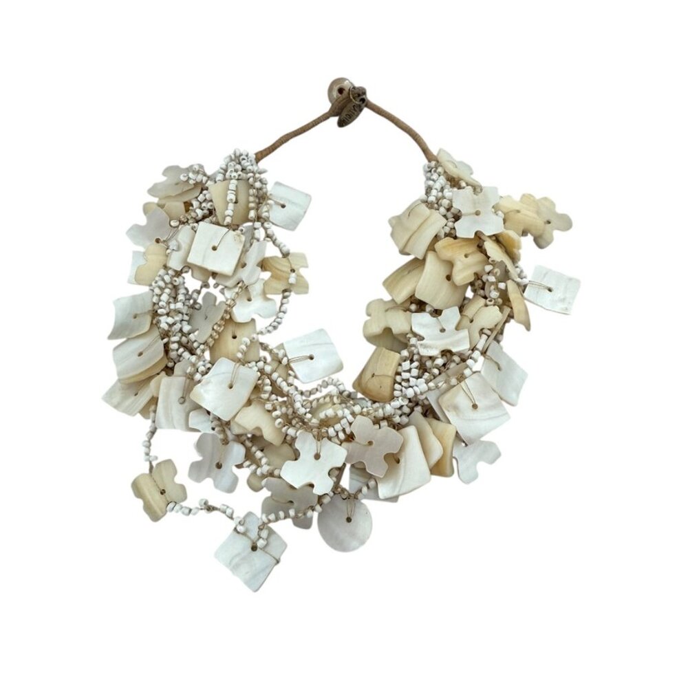 MANOUK MOP Mother of peark chunky choker macrame ivory shades rare